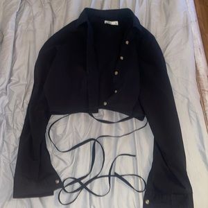 Cropped Tie Around button up